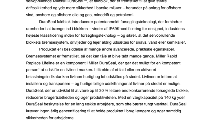 Honeywell lancerer miller DuraSeal faldblok til barske miljøer: olie, gas, minedrift, petrokemi