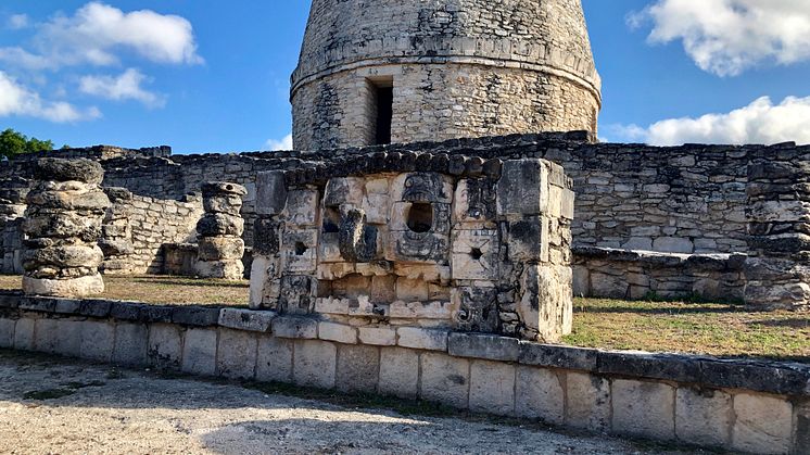 Mayan conflict temple with raingod facade