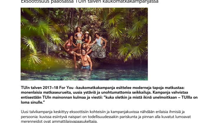 Eksoottisuus pääosassa TUIn talven kaukomatkakampanjassa