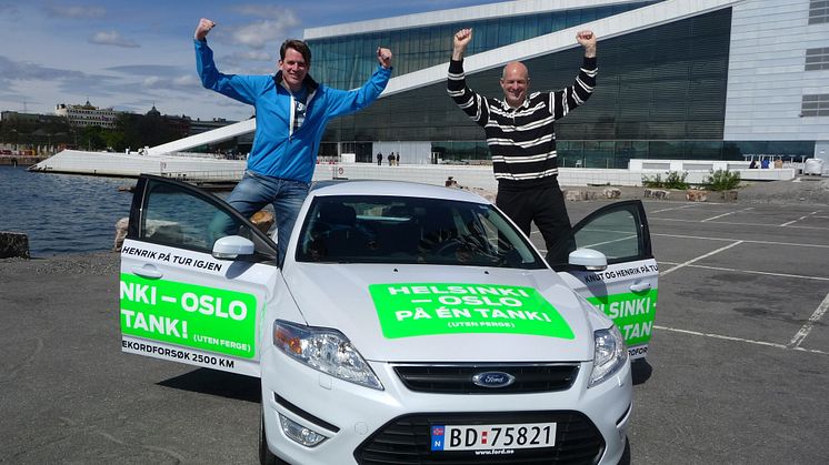 Helsinki – Oslo på en tank diesel: Nordmenn satte Europa-rekord i dieselforbruk med Ford Mondeo.