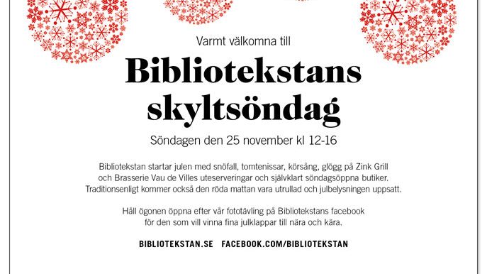 Varmt välkomna till Bibliotekstans skyltsöndag