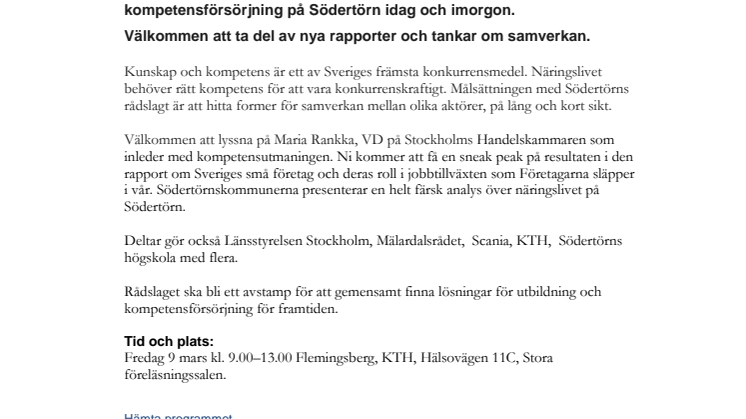 ​Pressinbjudan: Rådslag kring kompetensförsörjning