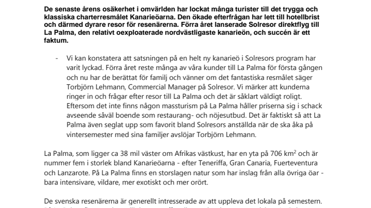 Trängsel på Kanarieöarna lockar resenärer till La Palma