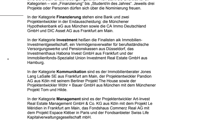 Innovationen und Kreativität: Immobilienbranche kürt ihre Besten