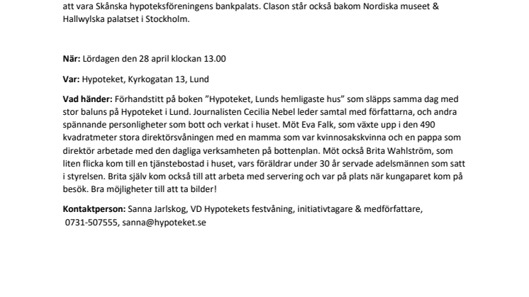 Nu släpps boken "Hypoteket, Lunds hemligaste hus"
