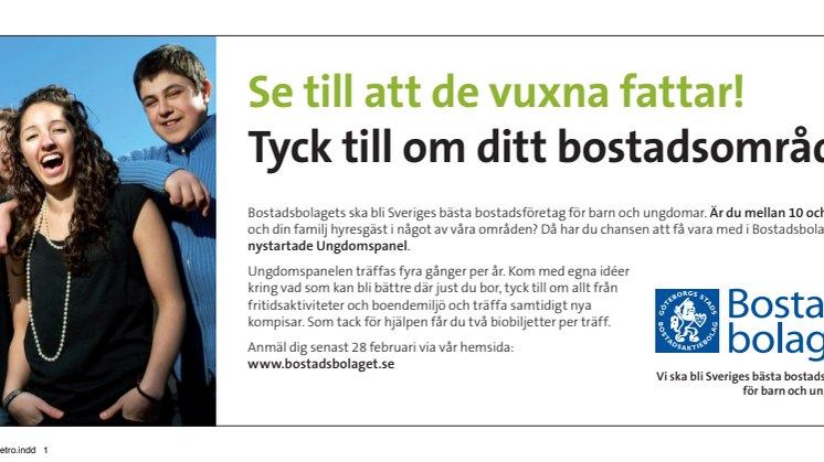 Bostadsbolaget startar ungdomspanel 
