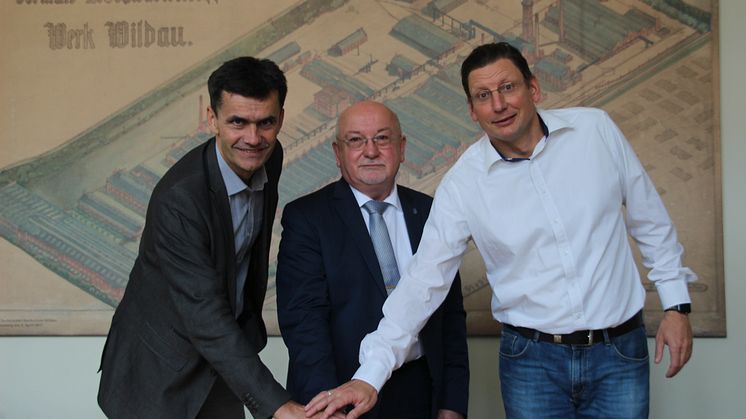 Vizepräsident Prof. Dr. Ralf Vandenhouten, Präsident Prof. Dr. László Ungvári und Kanzler Thomas Lehne (v.l.) haben am 12. September 2017 um 14:30 Uhr  gemeinsam symbolisch die neue Webseite der TH Wildau freigeschaltet.