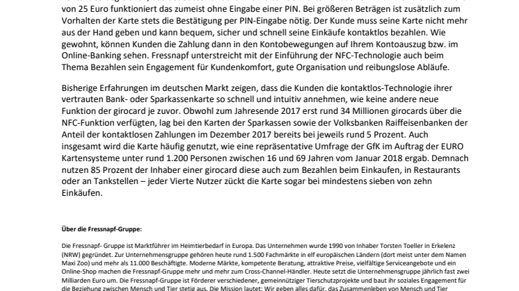 Bequemer einkaufen: kontaktloses Bezahlen ab sofort in allen deutschen Fressnapf-Märkten möglich
