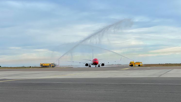 Første Norwegian-fly ankommer til Bornholms Lufthavn