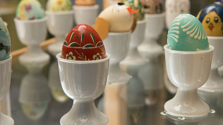 Påskägg i Nordiska museets utställning Traditioner. Foto Karolina Kristensson, Nordiska museet.