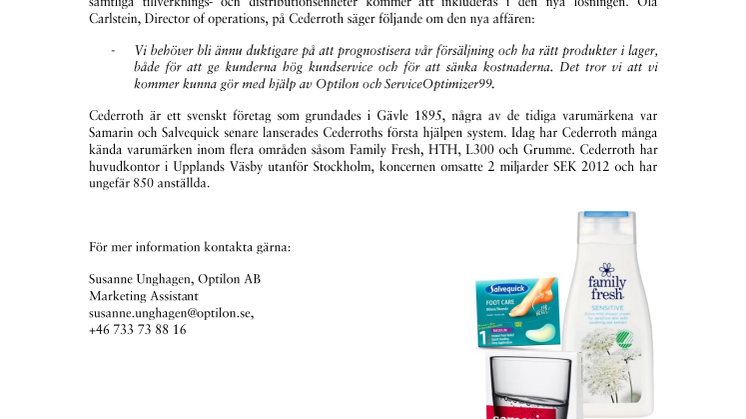 Optilon implementerar Prognosplanering och Lageroptimeringslösning på Cederroth