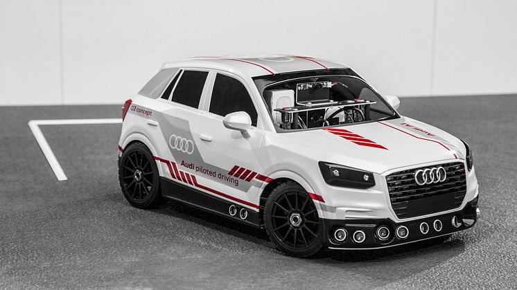Audi Q2 deep learning concept , model car on a scale of 1 to 8