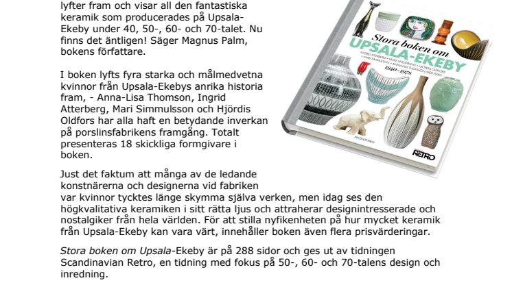 Kvinnliga formgivare och keramikklassiker hyllas i Stora boken om Upsala-Ekeby