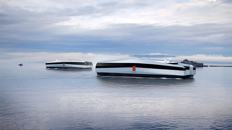 Artist’s impression of future autonomous vessels on the Trondheimsfjord