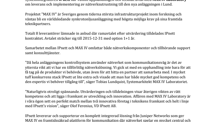  MAX IV Laboratory valde NetNordic