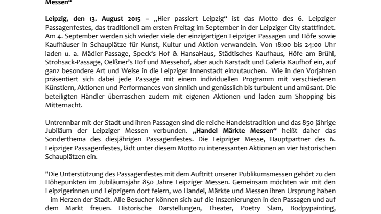 Pressetext Passagenfest