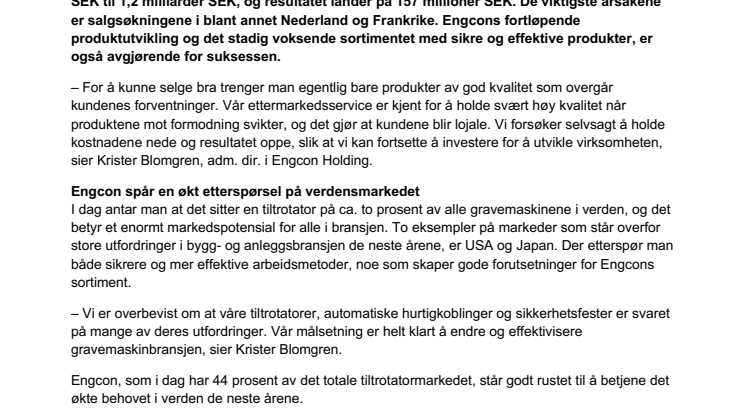 Engcon øker omsetningen for niende år på rad 