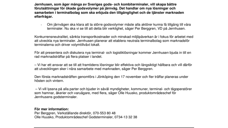 Jernhusens nya godsterminaler och samarbeten ska öka transporterna med järnväg