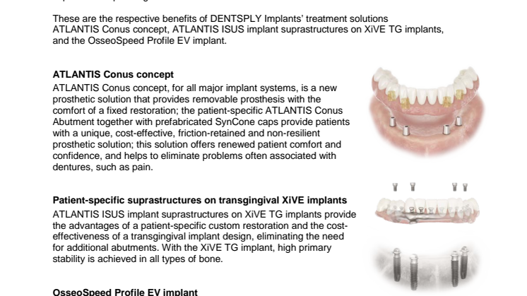 Treatment solutions from DENTSPLY Implants for improved quality of life