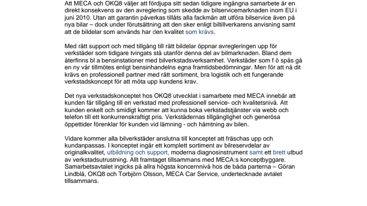 MECA fördjupar och utvecklar sitt samarbete med OKQ8 
