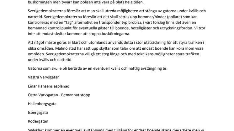 Stoppa buskörningen i Västra hamnen