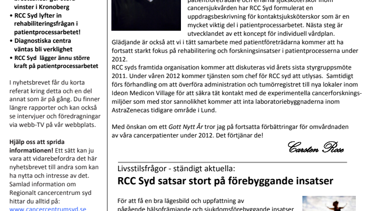 Nyhetsbev 4 2011 - Resultat, om detta berättar vi i det fjärde nyhetsbrevet från RCC Syd