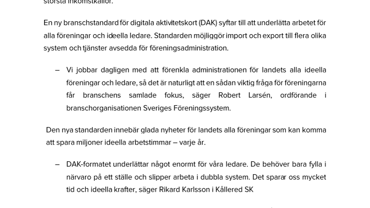 Ny standard sparar miljoner ideella arbetstimmar