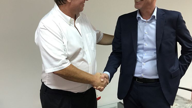 Sebastián Planas, President at Colonia Express and Niclas Blomstrom, Managing Director at Hogia Ferry Systems