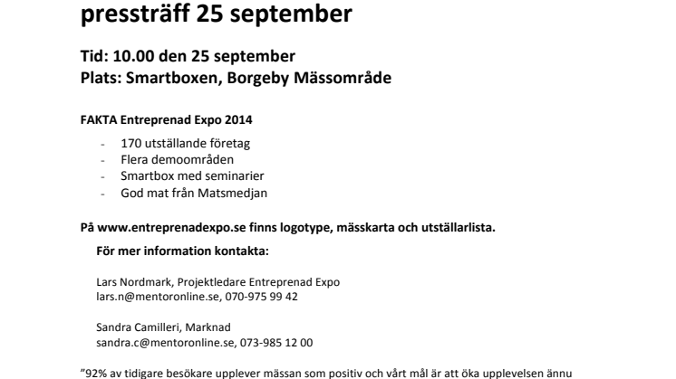 Pressinbjudan Entreprenad Expo