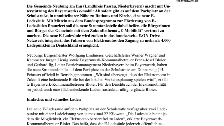 Neuburg am Inn macht e-mobil