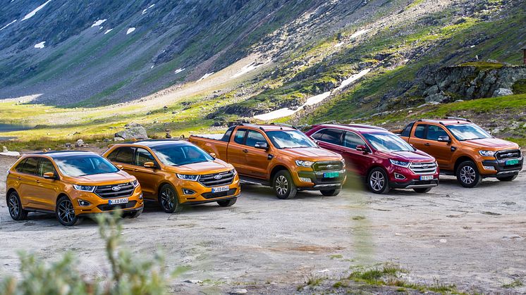 Med nye Ford Edge og Ford Ranger i Geiranger under den internasjonale presselanseringen av disse modellene
