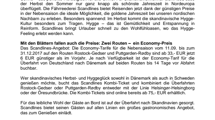 Scandlines macht’s möglich: Schnell und flexibel zum gemütlichen Herbsturlaub nach Skandinavien
