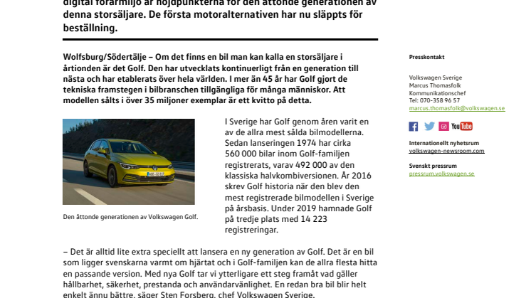 Säljstart för nya Volkswagen Golf