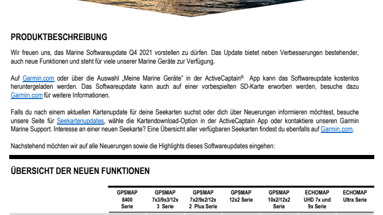 Datenblatt Garmin Softwareupdate Q4-2021