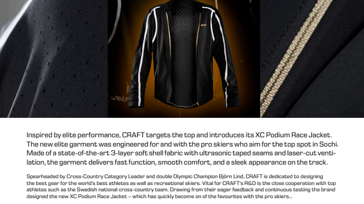 CRAFT XC PODIUM RACE JACKET – High-tech for the top spot