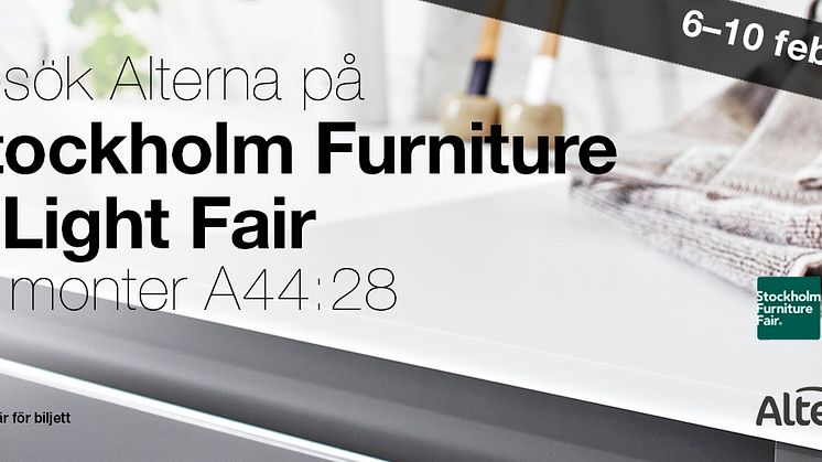 Alterna Badrum ställer ut på Stockholm Furniture & Light Fair den 6–10 februari, i monter A44:28. 
