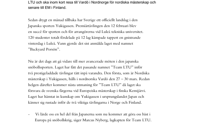 Hektiska mästerskap väntar för LTU’ s snöbollskrigare