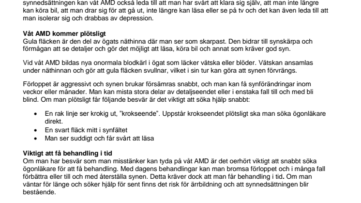 Faktablad våt AMD - åldersförändringar i gula fläcken