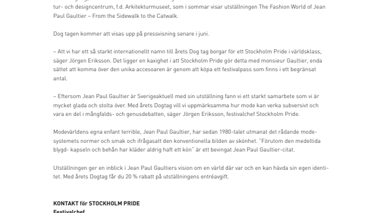 Jean Paul Gaultier designar Stockholm Pride Dog Tag
