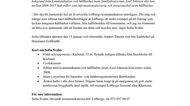 Ny kommunikationschef på Löfbergs