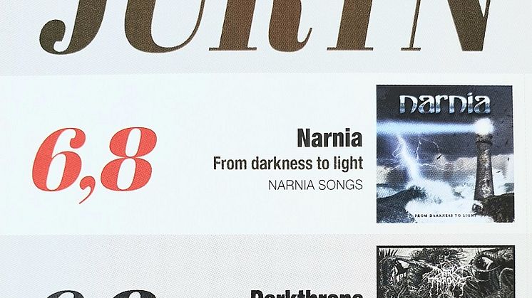 Narnia & Darkthrone toppar JURYN i Sweden Rock Magazine!