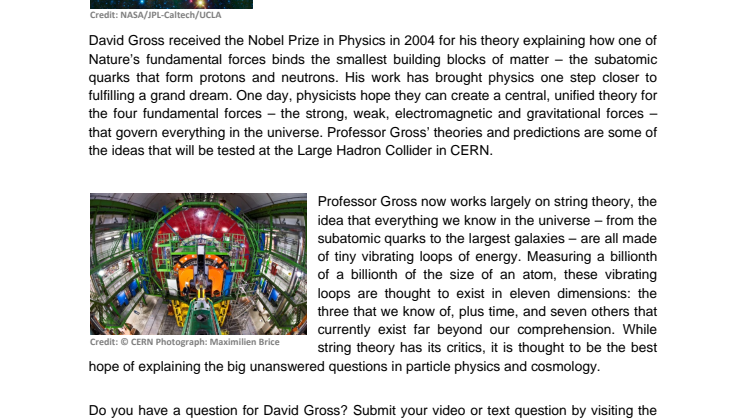Fact Sheet on David Gross, Nobel Prize in Physics 2004