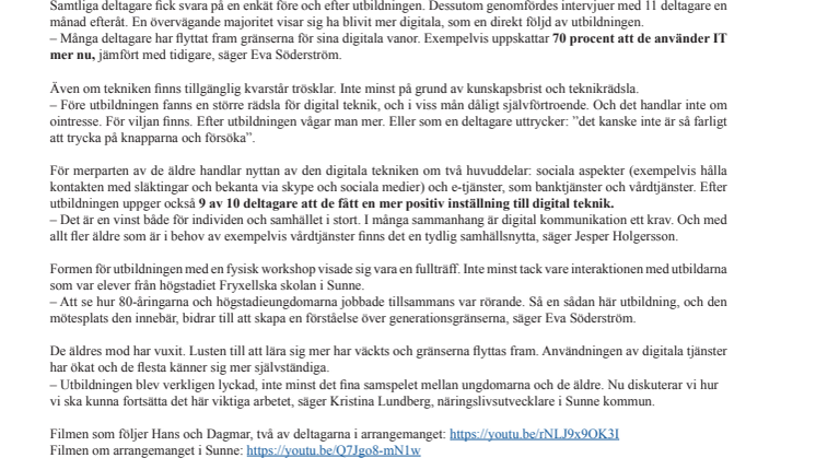 Forskning visar att Sunne och Telias utbildningssatsning ”Mer digital” gett effekt