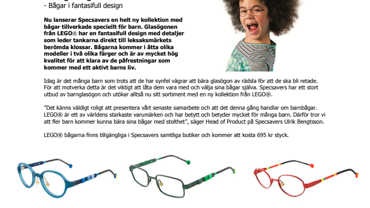 Specsavers lanserar färgglada barnglasögon från LEGO® - Bågar i fantasifull design