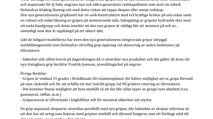 engcon lanserar löstagbar och säker grip