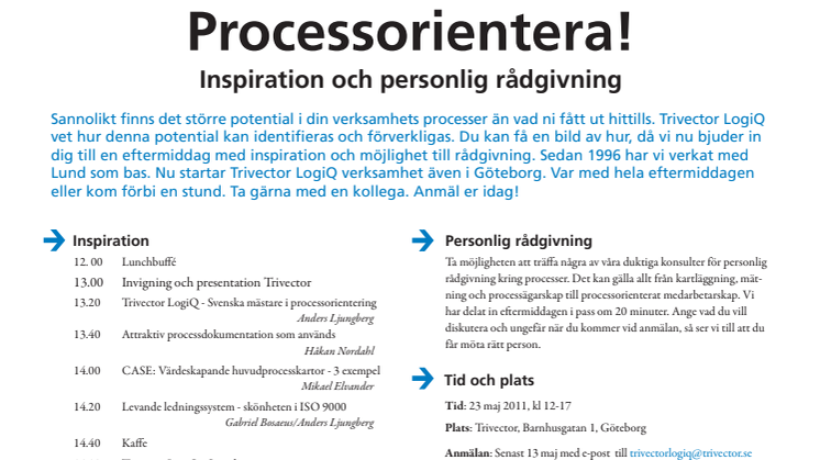 Seminarieprogram Trivector LogiQ, 23 maj 2011
