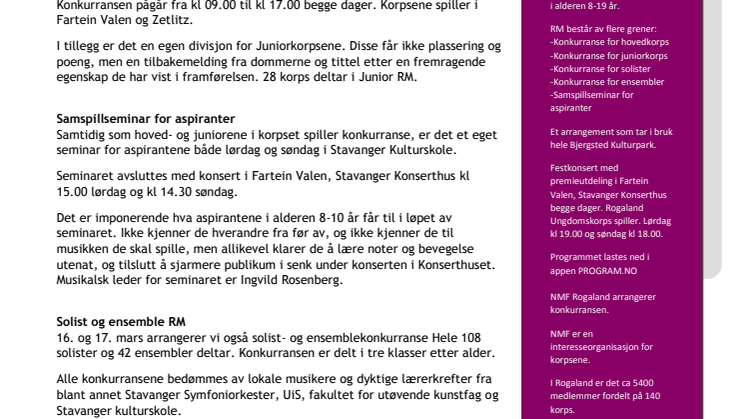 Rogalandsmesterskapet for skolekorps - RM 2019