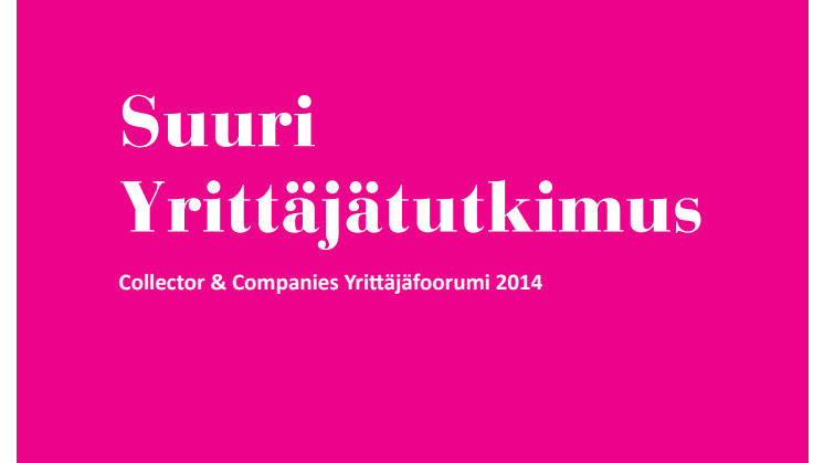 Suuren Yrittäjätutkimuksen tulokset