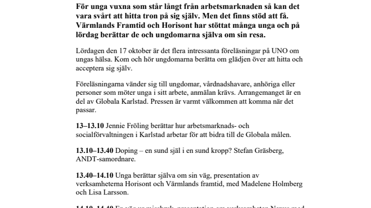 ​Pressinbjudan: Stöd för unga vuxna att hitta tron på sig själv
