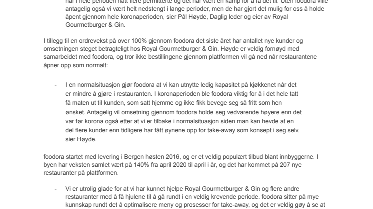 Takeaway-suksess for lokal restaurant i Bergen
